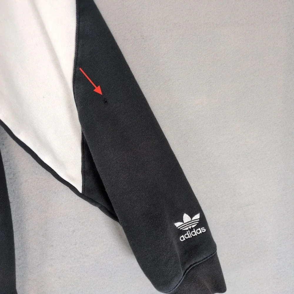 adidas Trefoil Black White Hoodie Mens S Oversized Colorblock Big Logo‎ Sporty